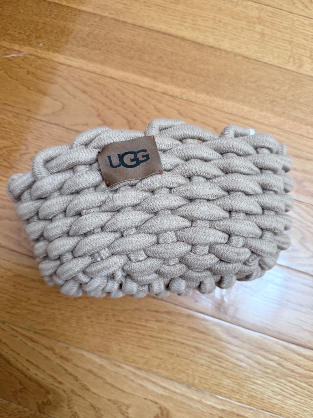 UGG Rope Vanity Storage Basket Container with Leather Label Logo